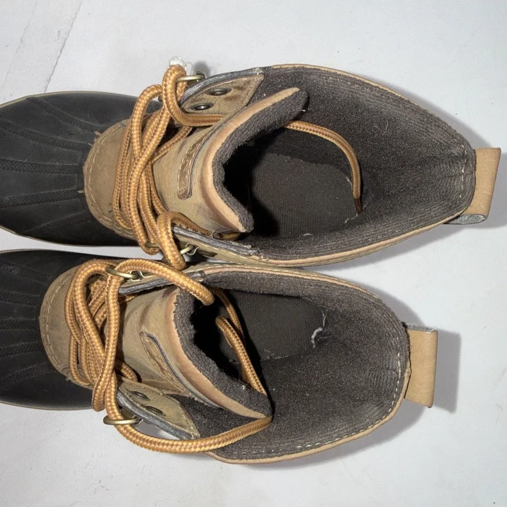 Sperry Port‎ Shoes Brown Tan Lace Up Comfort Rain Duck Boots Youth Kids Size 4M